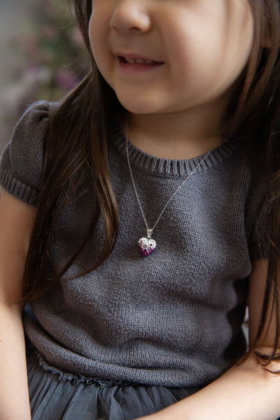 Ombre Heart Pattern Silver Crystal Necklace in Amethyst | Annie and Sisters
