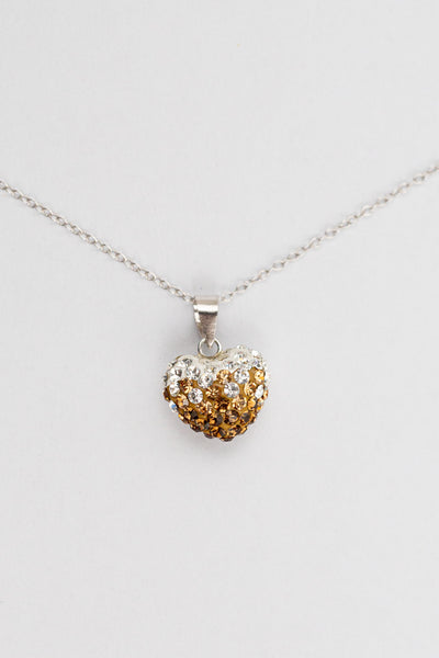 Ombre Heart Pattern Silver Crystal Necklace in Smokey Topaz | Annie and Sisters
