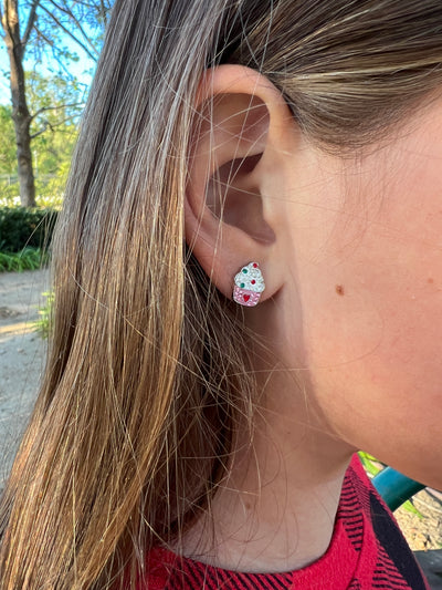Frozen Yogurt Crystal Sterling Silver Stud Earrings