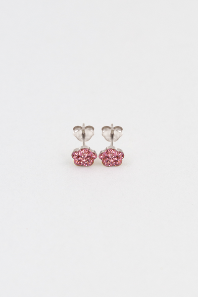 Mini Pink Plum Blossom Crystal Silver Stud Earrings | Annie and Sisters