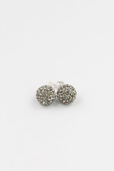 12mm Disco Ball Stud Earrings in Black Diamond Crystal | Annie and Sisters | sister stud earrings, for kids, children's jewelry, kid's jewelry, best friend