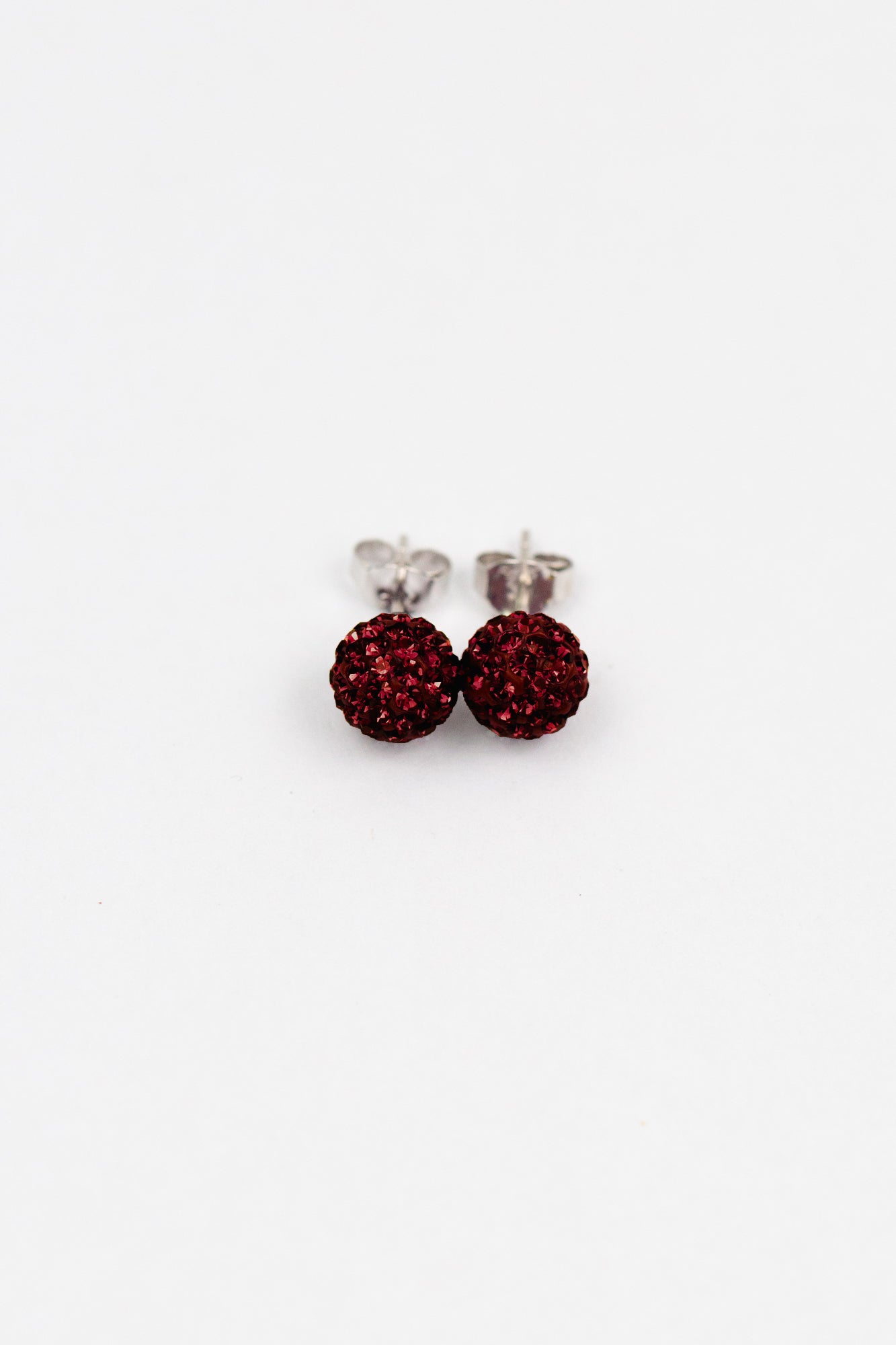 8mm Disco Ball Crystal Silver Stud Earrings