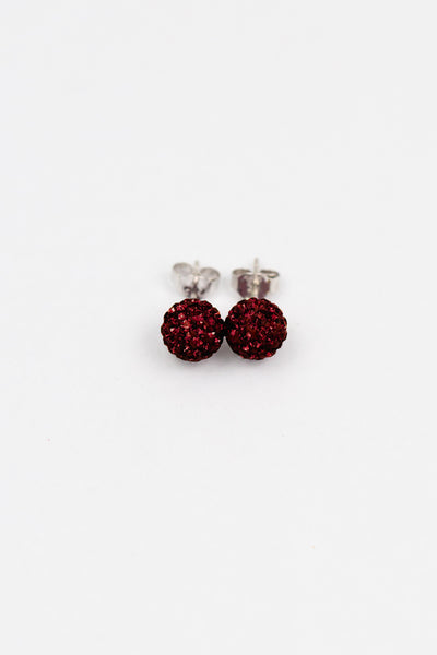 8mm Disco Ball Crystal Silver Stud Earrings