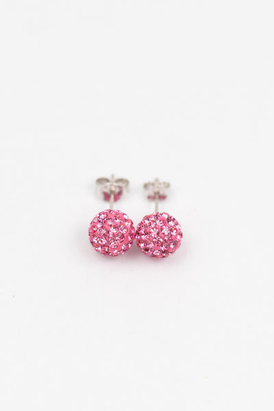 8mm Disco Ball Stud Earrings in Rose Pink| Annie and Sisters | sister stud earrings, for kids, children's jewelry, kid's jewelry, best friend
