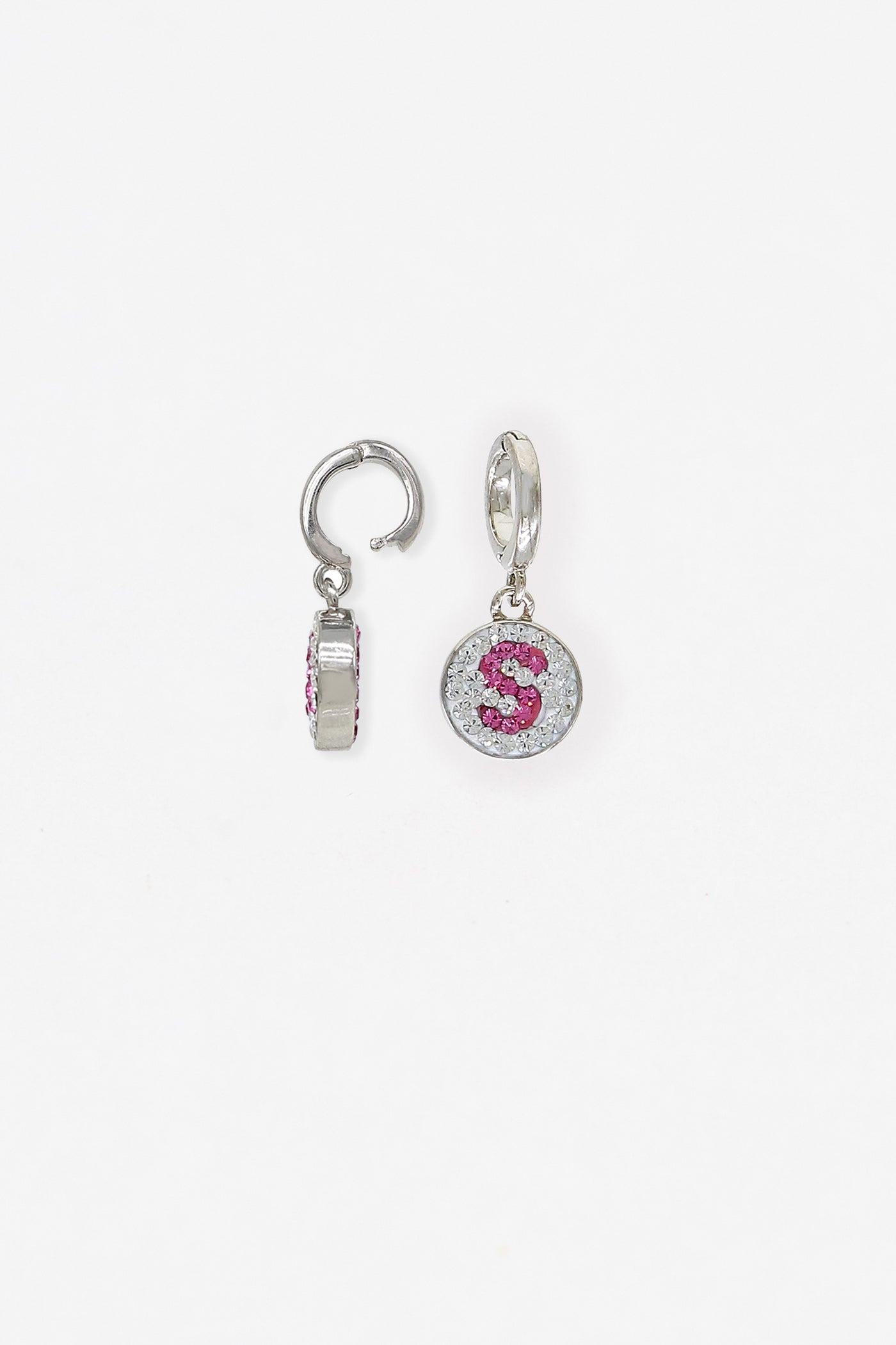 Initial Round Crystal Sterling Silver Charm - S | Annie and Sisters