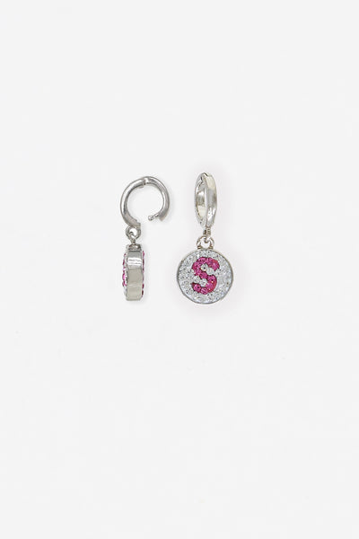 Initial Round Crystal Sterling Silver Charm - S | Annie and Sisters