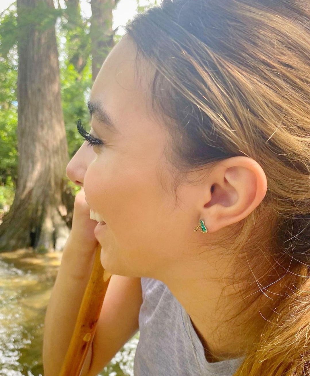 Palm Tree Crystal Sterling Silver Stud Earrings