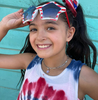 Patriotic Red, White and Blue Star Crystal Sterling Silver Charm | Annie and Sisters