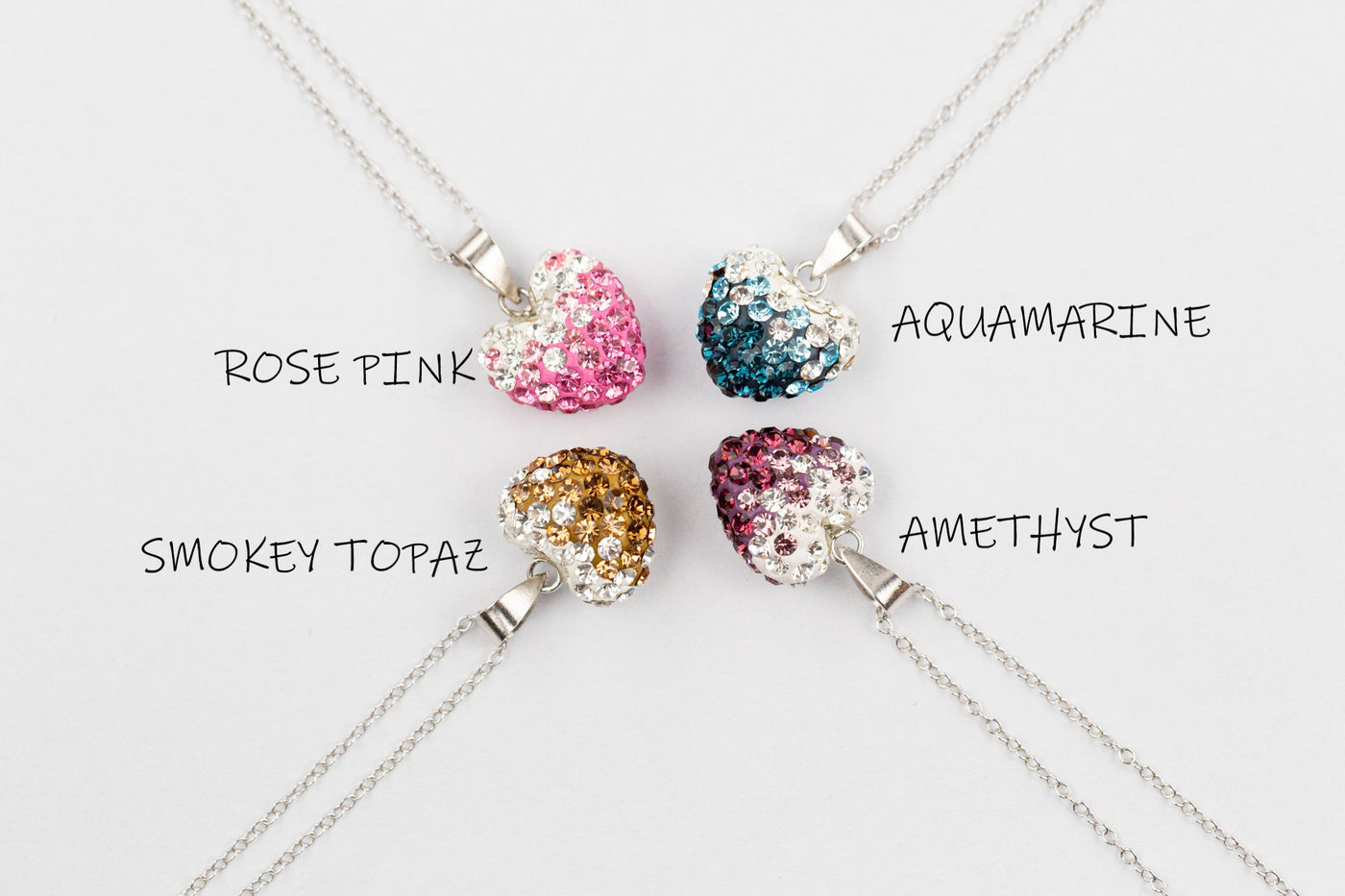 Ombre Heart Pattern Silver Crystal Necklace | Annie and Sisters