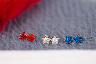 Crystal Star Pave Stud Silver Earrings | Annie and Sisters | sister stud earrings, for kids, children's jewelry, kids jewelry, best friend 
