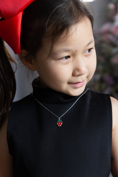 Strawberry Crystal Pave Silver Necklace | Annie and Sisters