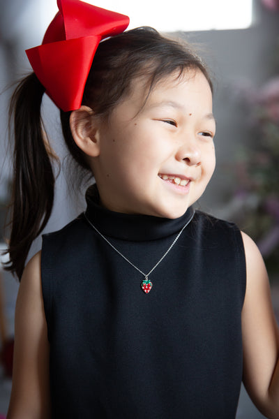 Strawberry Crystal Pave Silver Necklace | Annie and Sisters