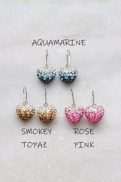 Crystal Pave Ombre Heart Dangling Silver Earring | Annie and Sisters