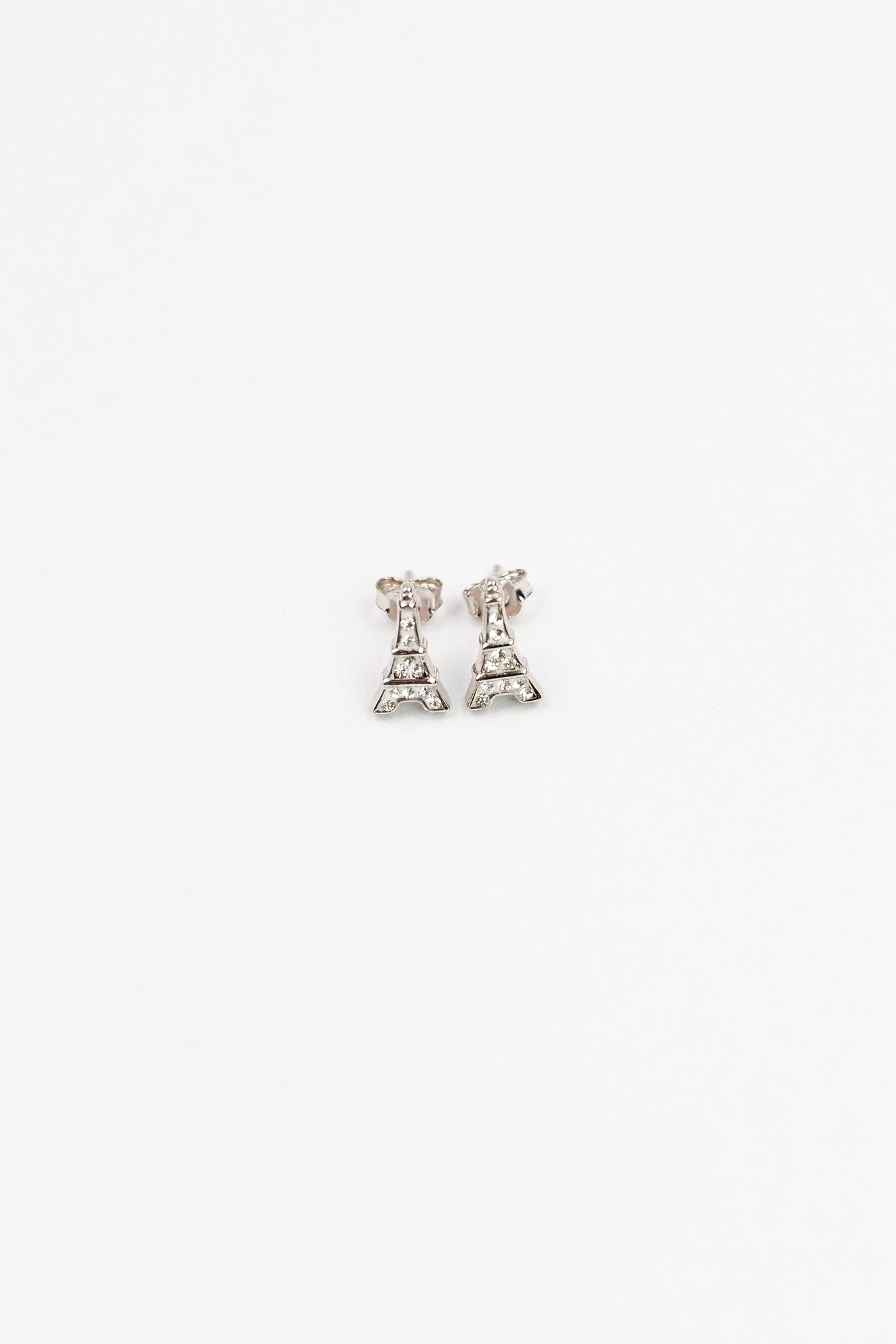 Eiffel Tower Clear Crystal Clear Sterling Silver Earrings | Annie and Sisters