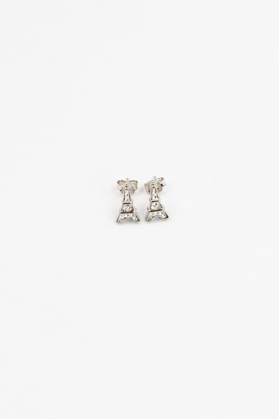 Eiffel Tower Clear Crystal Clear Sterling Silver Earrings | Annie and Sisters