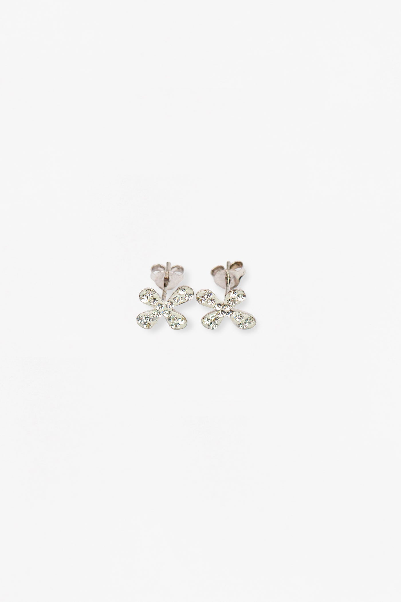 Clear Crystal Mini Cross Sterling Silver Earrings | Annie and Sisters
