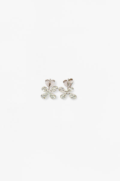 Clear Crystal Mini Cross Sterling Silver Earrings | Annie and Sisters