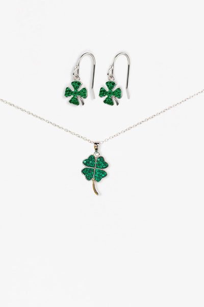 Cloverleaf Crystal Sterling Silver Set