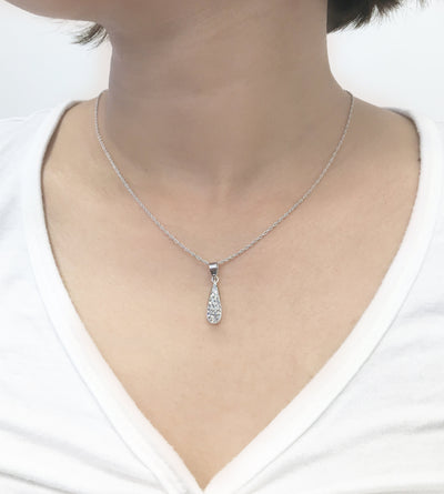 Swarovski Crystal Teardrop Silver Necklace in Clear | Annie and Sisters