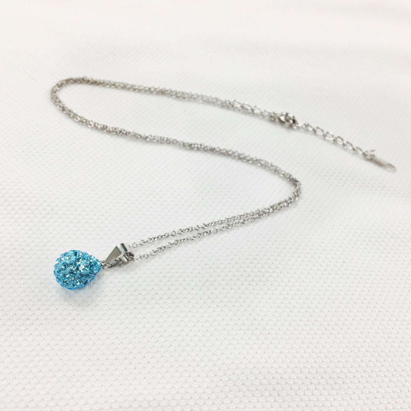 Swarovski Crystal Mini Teardrop Silver Necklace in Aquamarine | Annie and Sisters