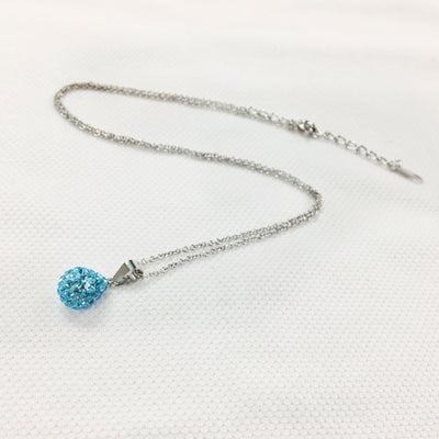 Swarovski Crystal Mini Teardrop Silver Necklace in Aquamarine | Annie and Sisters