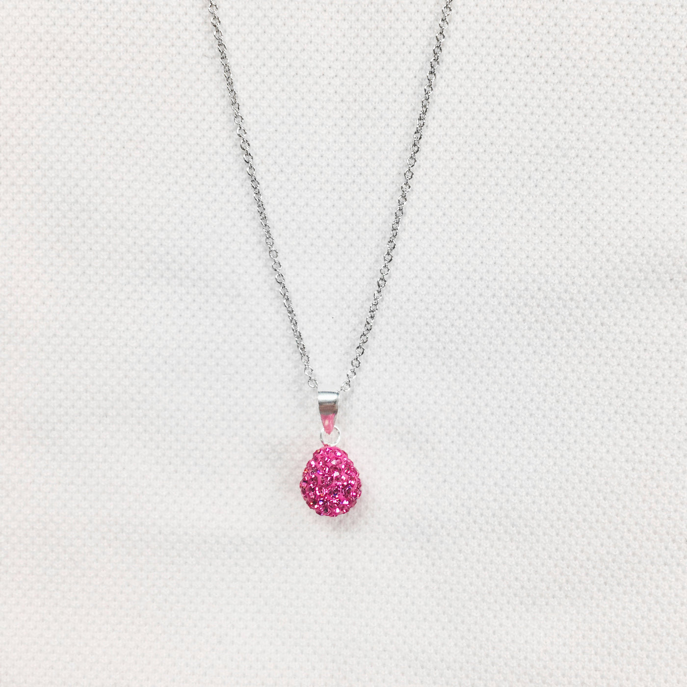 Swarovski Crystal Mini Teardrop Silver Necklace in Rose Pink | Annie and Sisters