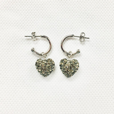 Charcoal Gray Swarovski Crystal Heart Earrings | Annie and Sisters