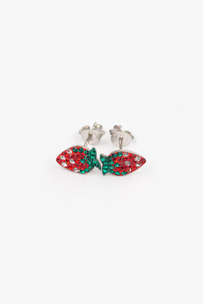 Strawberry Crystal Stud Earrings | Annie and Sisters | sister stud earrings, for kids, children's jewelry, kid's jewelry, best friend