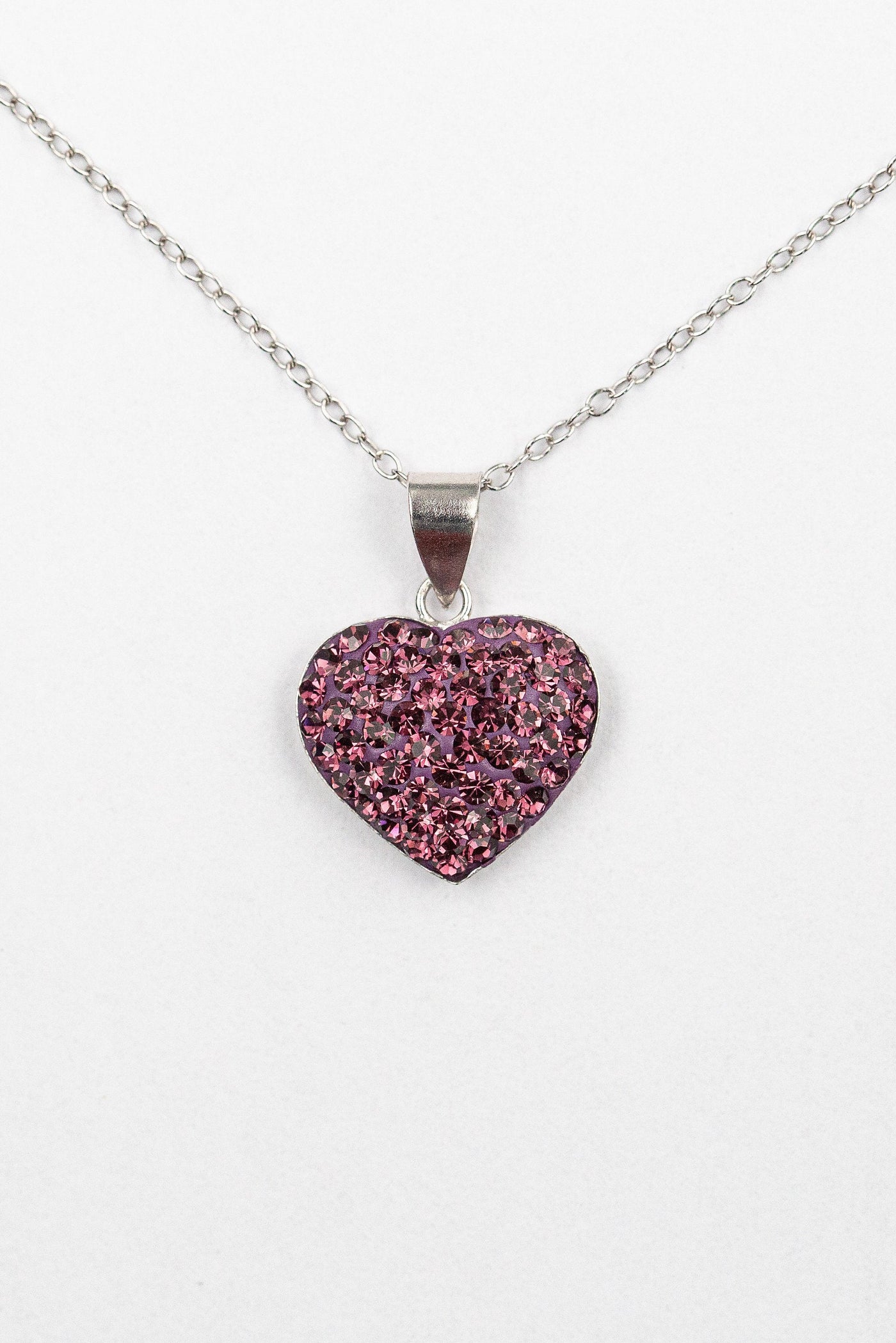 Crystal Heart Sterling Silver Necklace in Amethyst | Annie and Sisters