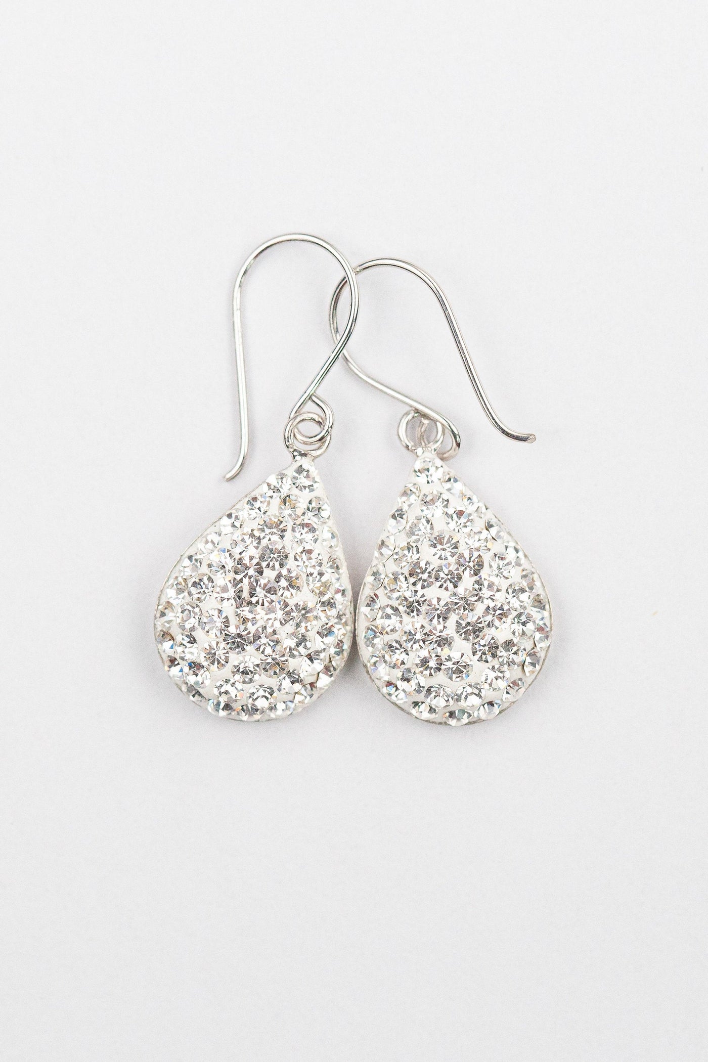 Swarovski Crystal Round Teardrop Silver Earrings in Clear | Annie and Sisters