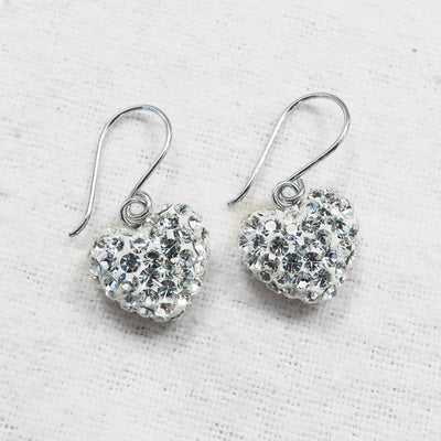 Swarovski Crystal Pave Heart Silver Earrings in Clear | Annie and Sisters