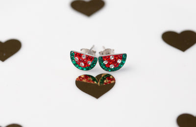 Watermelon Crystal Stud Earrings | Annie and Sisters | sister stud earrings, for kids, children's jewelry, kid's jewelry, best friend