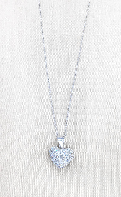 Crystal Pave Heart Sterling Silver Necklace in Clear | Annie and Sisters