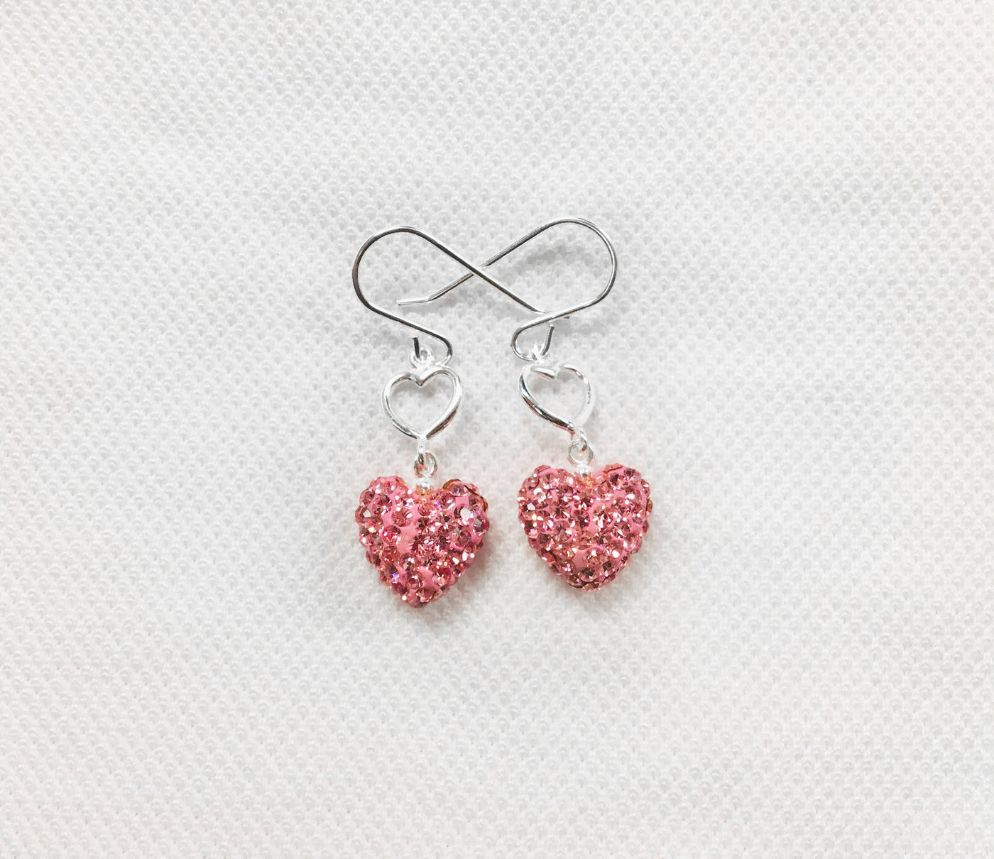 Double Heart Sterling Silver Earrings in Light Pink | Annie and Sisters