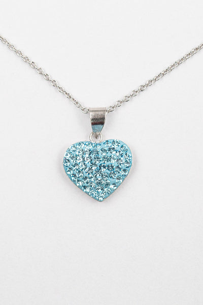 Crystal Heart Sterling Silver Necklace in Aquamarine | Annie and Sisters