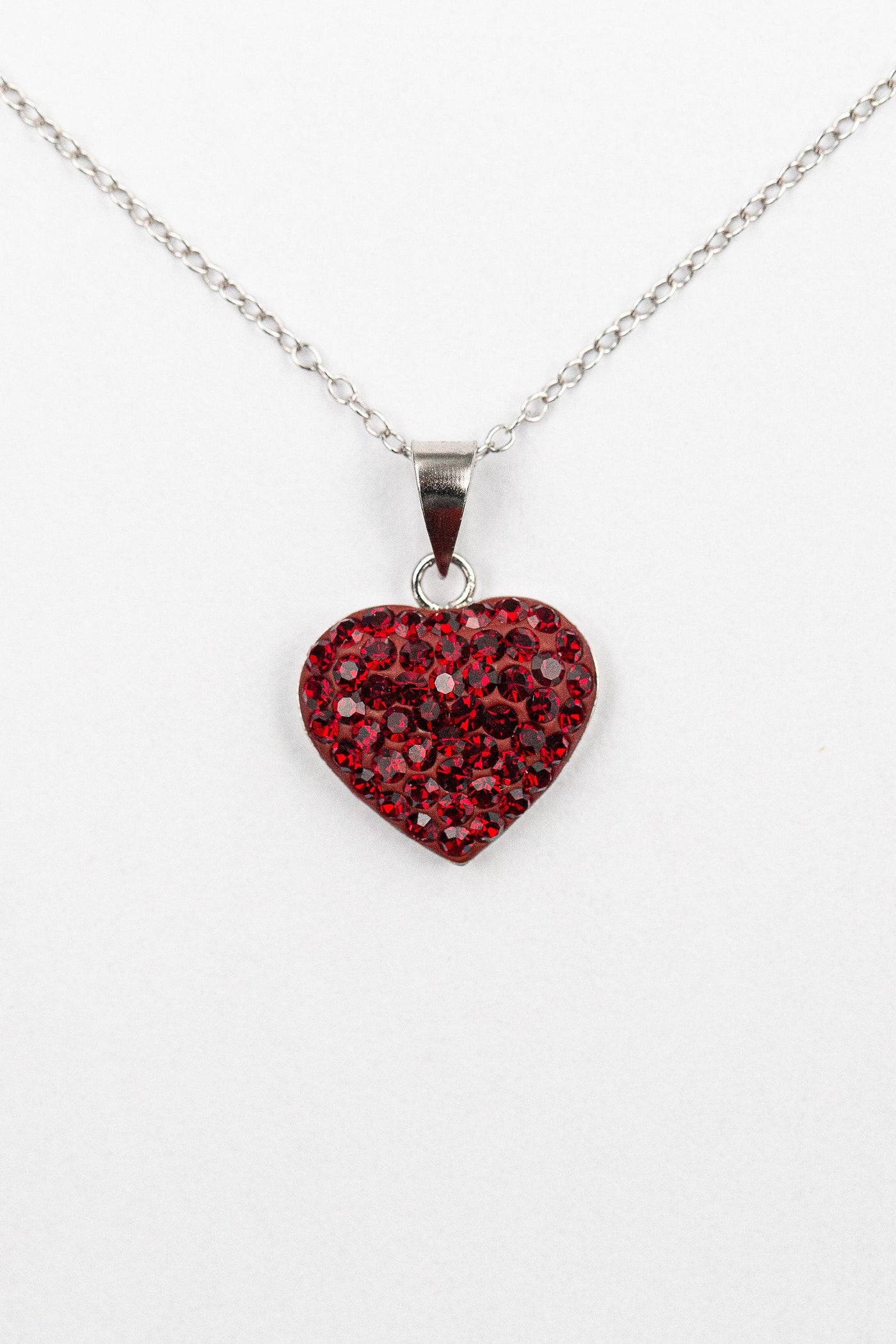 Crystal Heart Sterling Silver Necklace in Siam Red | Annie and Sisters
