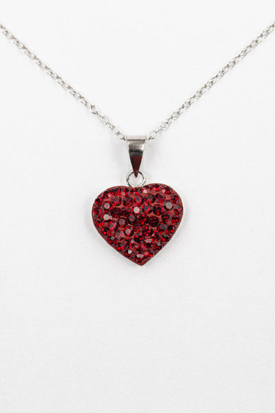 Crystal Heart Sterling Silver Necklace in Siam Red | Annie and Sisters