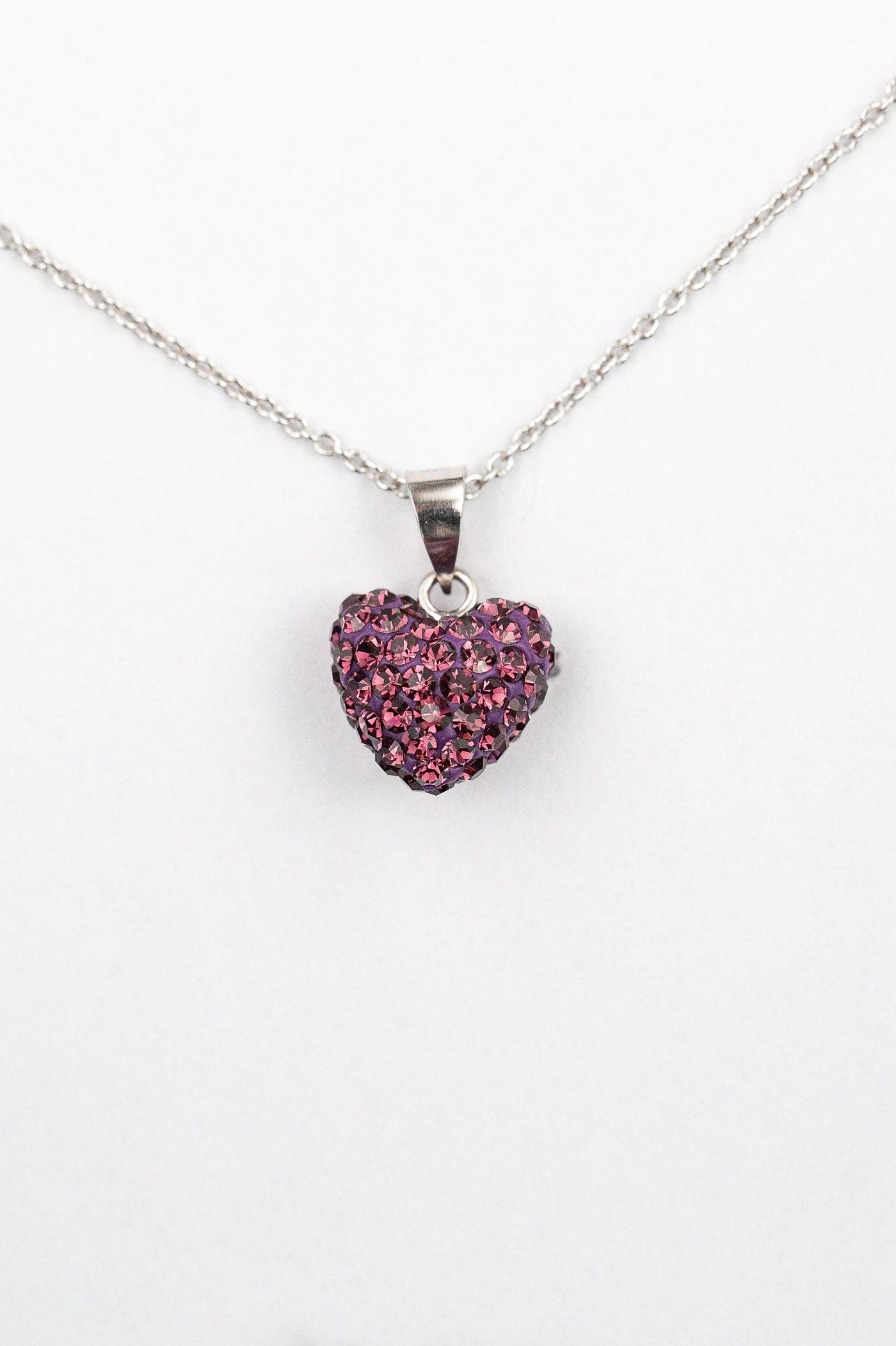Crystal Pave Heart Sterling Silver Necklace in Amethyst | Annie and Sisters