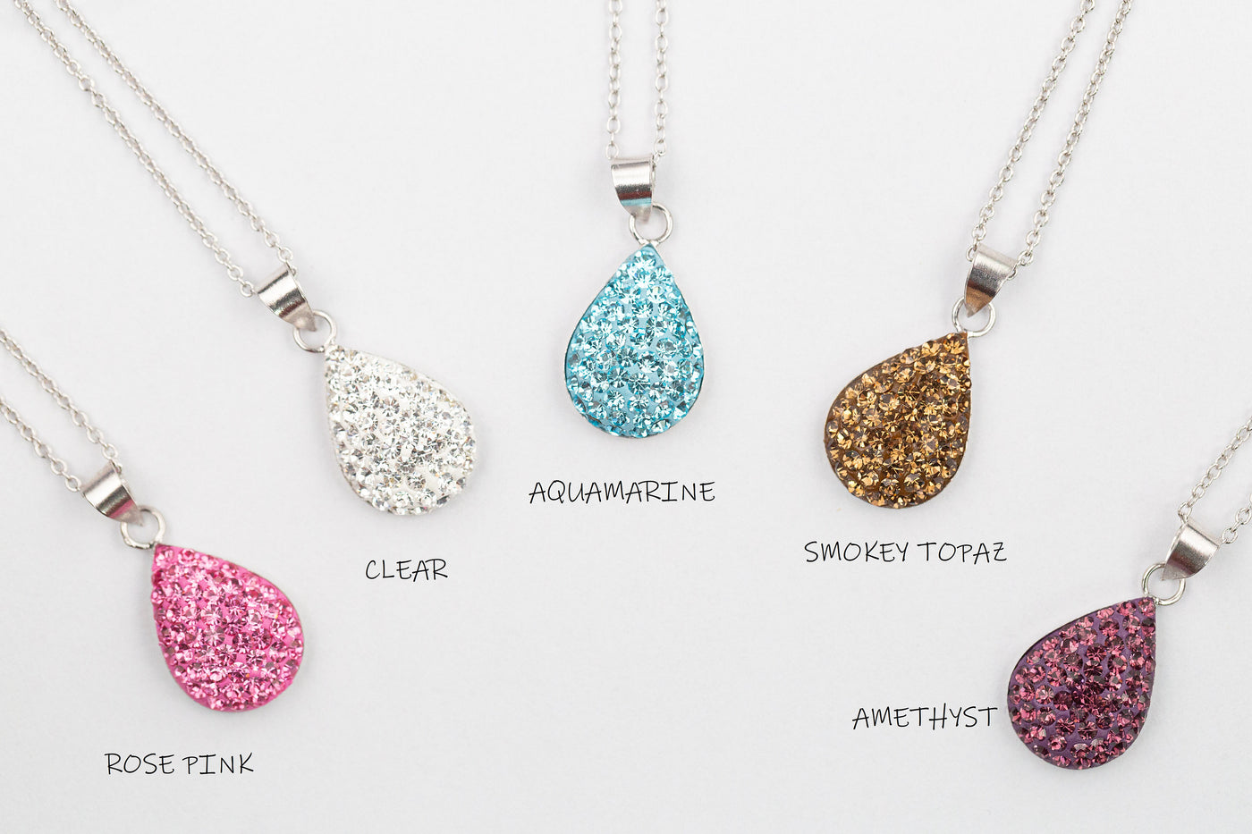 Swarovski Crystal Round Teardrop Silver Necklace | Annie and Sisters