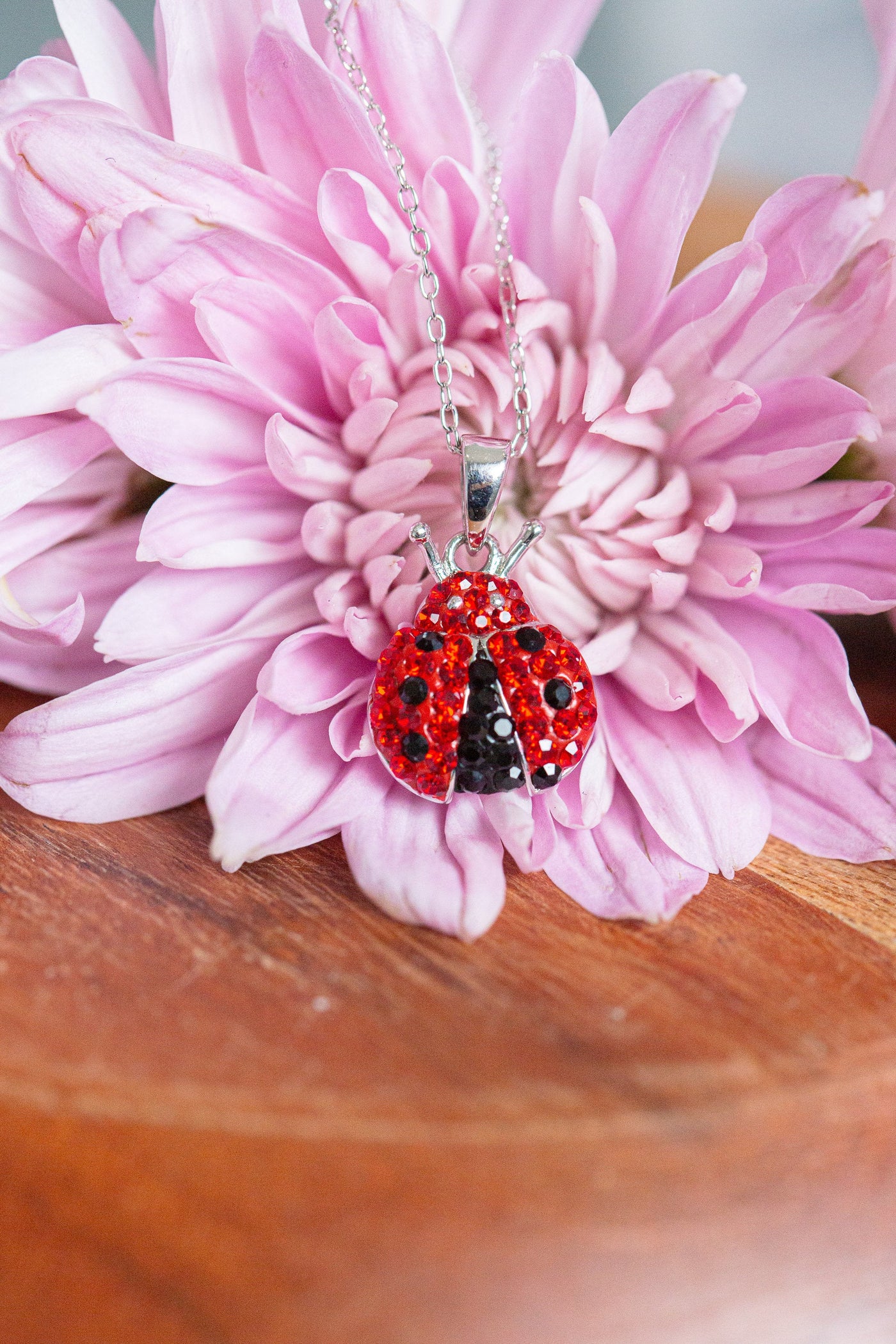 Red Crystal Ladybug Necklace | Annie and Sisters