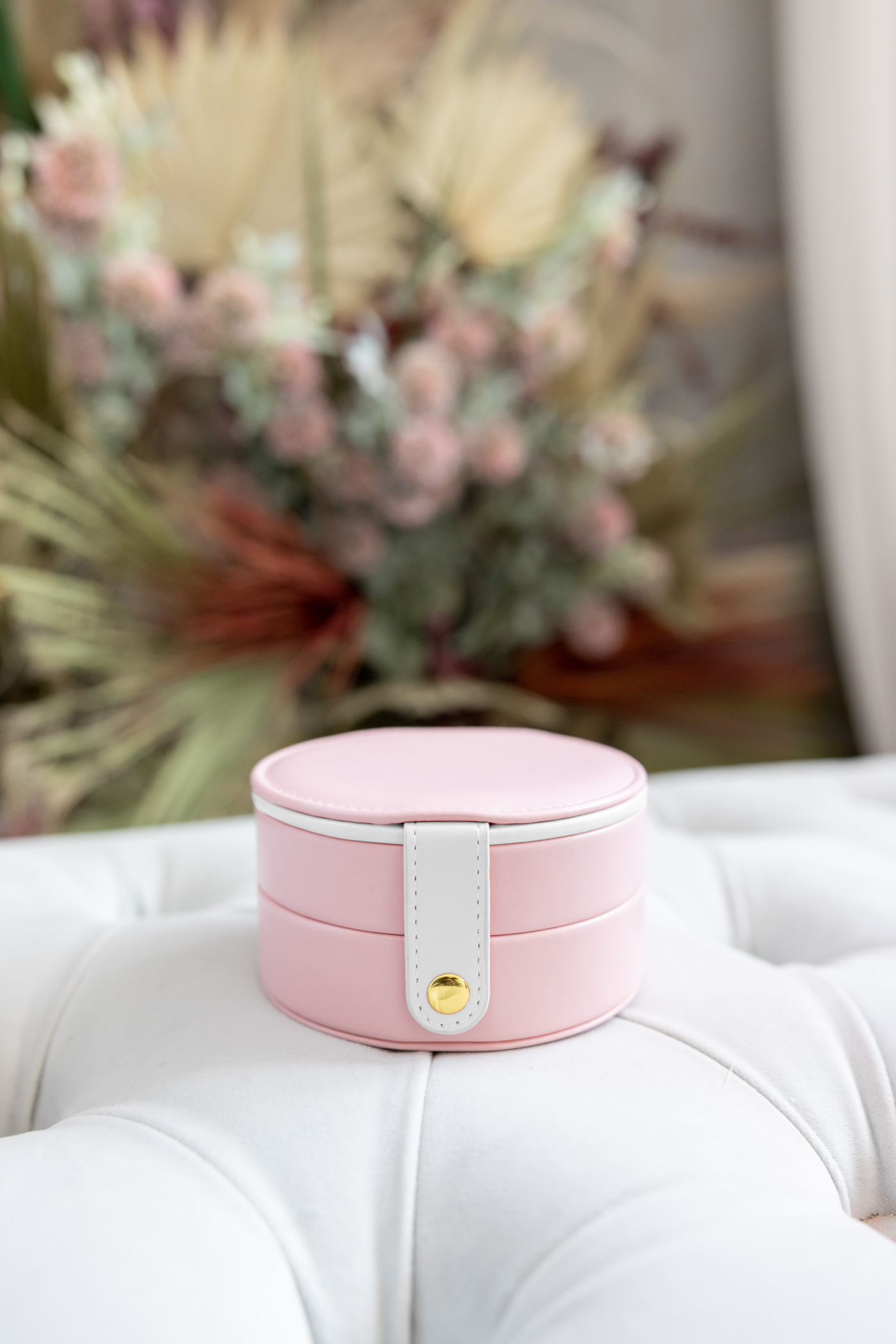 Pink Round Multi Layer Jewelry Portable Case | Annie and Sisters