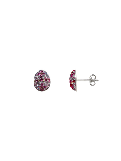 Easter Egg Crystal Sterling Silver Stud Earrings in Pink | Annie and Sisters