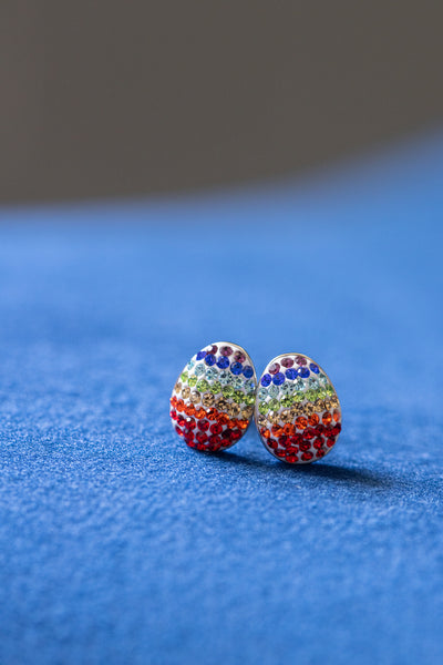 Easter Egg Crystal Sterling Silver Stud Earrings Rainbow | Annie and Sisters